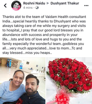 Kind words for Roshni Naidu for Vaidam Health